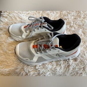 On Cloudrunner. White with orange. Barely worn. Women’s style. Womens 9-9.5